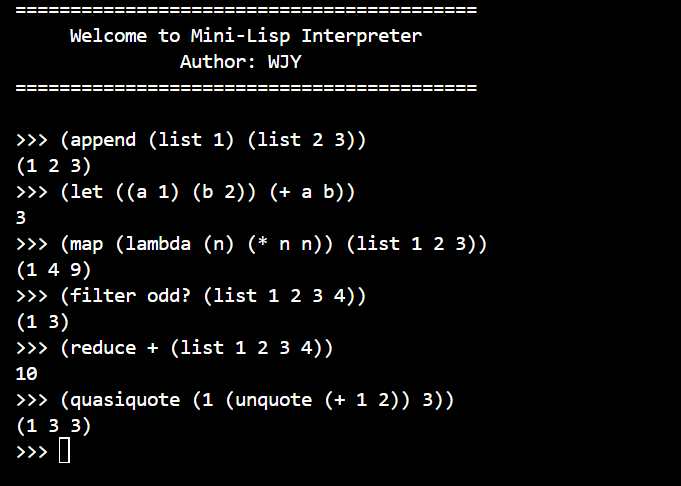 Mini-Lisp interpreter REPL